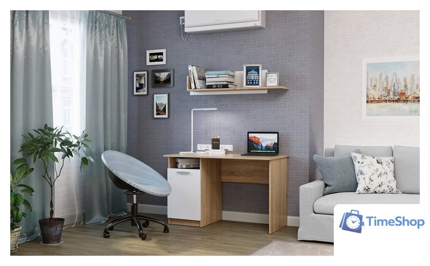 Стол Памир ПКС-12 (дуб сонома/белый глянец) - Изображение №4 — Интернет-магазин Time-Shop