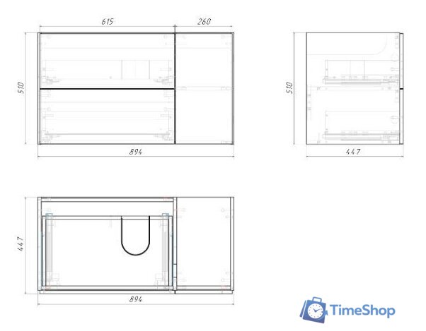 Grossman Тумба под умывальник Адель 90 см подвесная (белый) - Изображение №2 — Интернет-магазин Time-Shop