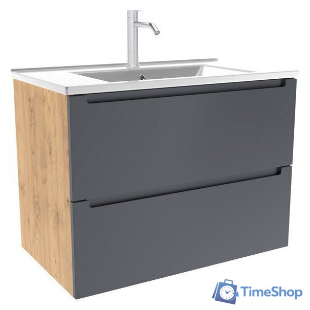  ЗОВ Тумба с умывальником Дион 80 D80LHO0M7015МKV5-OL80 (графит матовый/дуб) - Изображение №1 — Интернет-магазин Time-Shop
