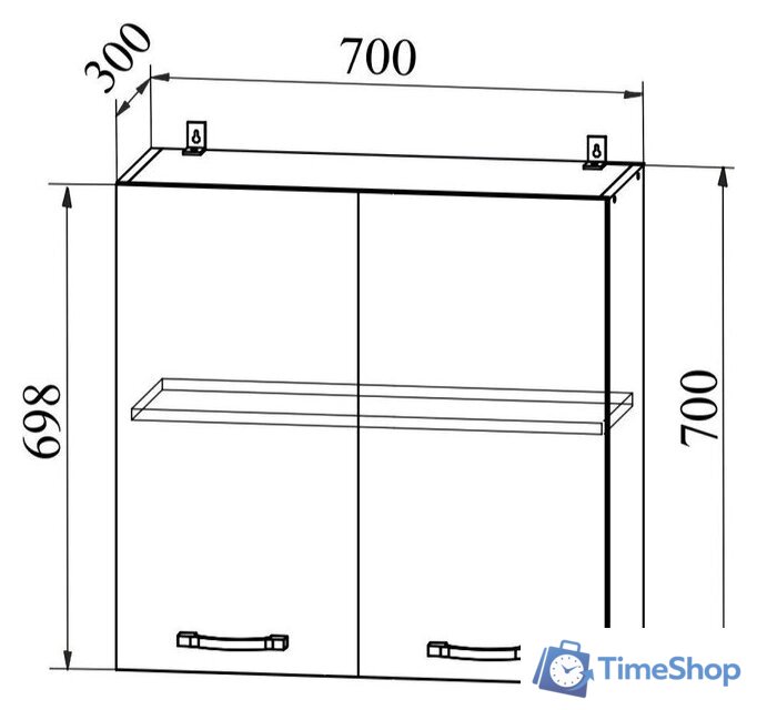 Шкаф навесной ДСВ Тренто П 700 (серый/серый) - Изображение №2 — Интернет-магазин Time-Shop