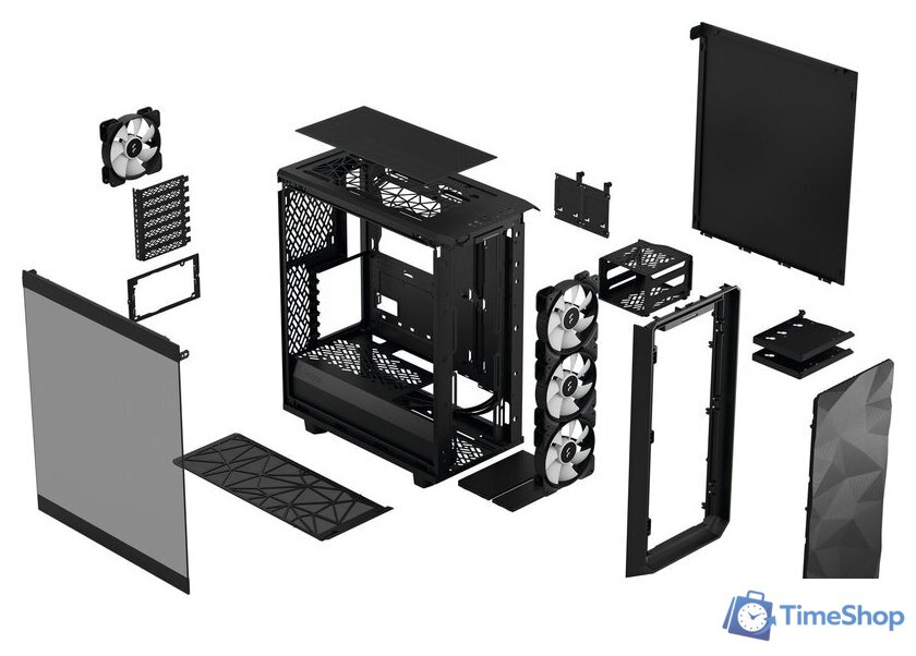 Корпус Fractal Design Meshify 2 Compact Lite RGB Black TG Light tint FD-C-MEL2C-05 - Изображение №10 — Интернет-магазин Time-Shop