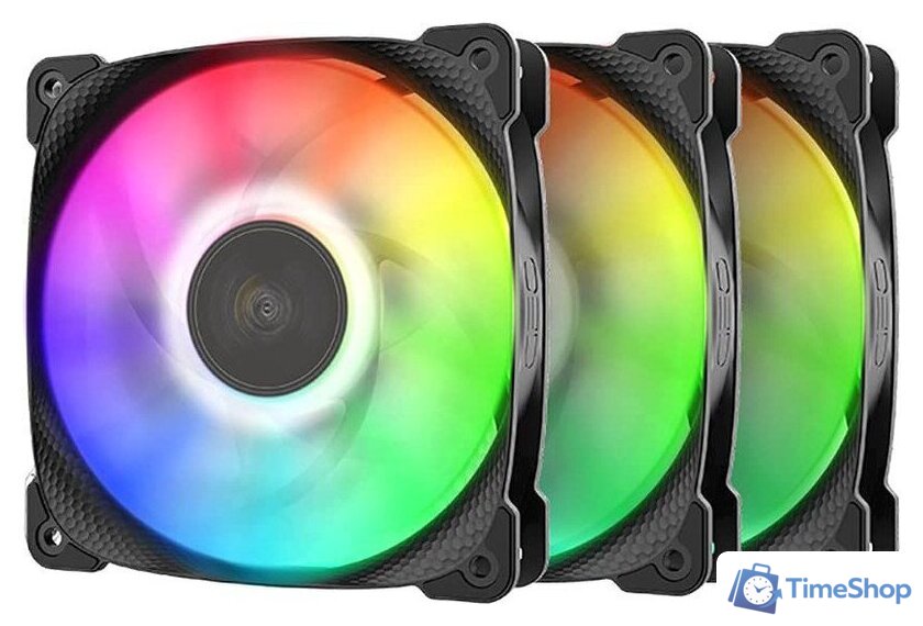 Комплект вентиляторов для корпуса Geometric Future Squama 2501 ARGB Triple Pack (черный) - Изображение №1 — Интернет-магазин Time-Shop