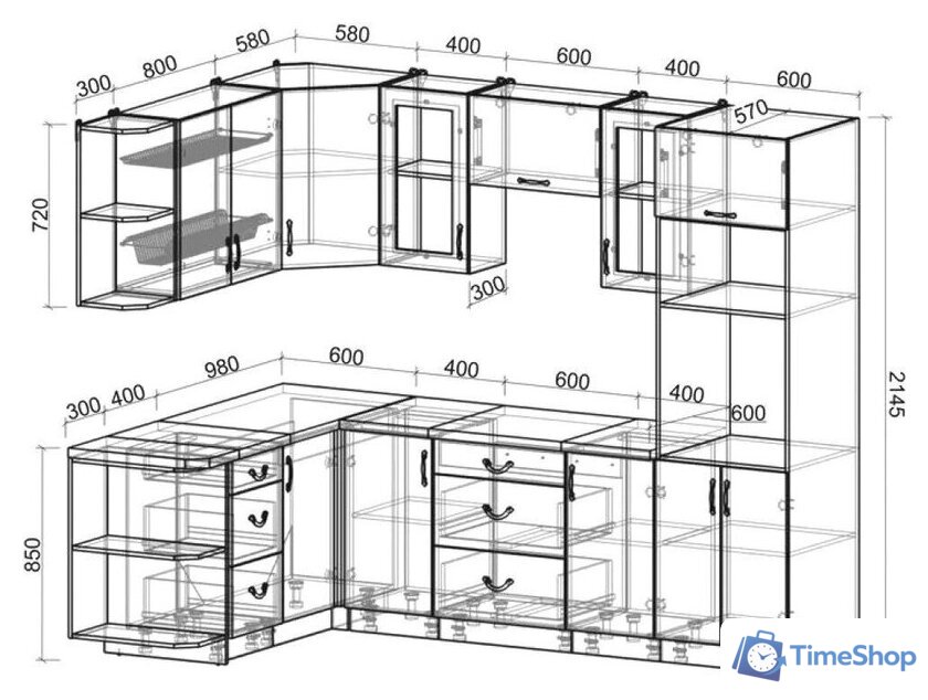 Готовая кухня Интерлиния Мила Крафт 1.68x2.6 правая (дуб английский) - Изображение №4 — Интернет-магазин Time-Shop