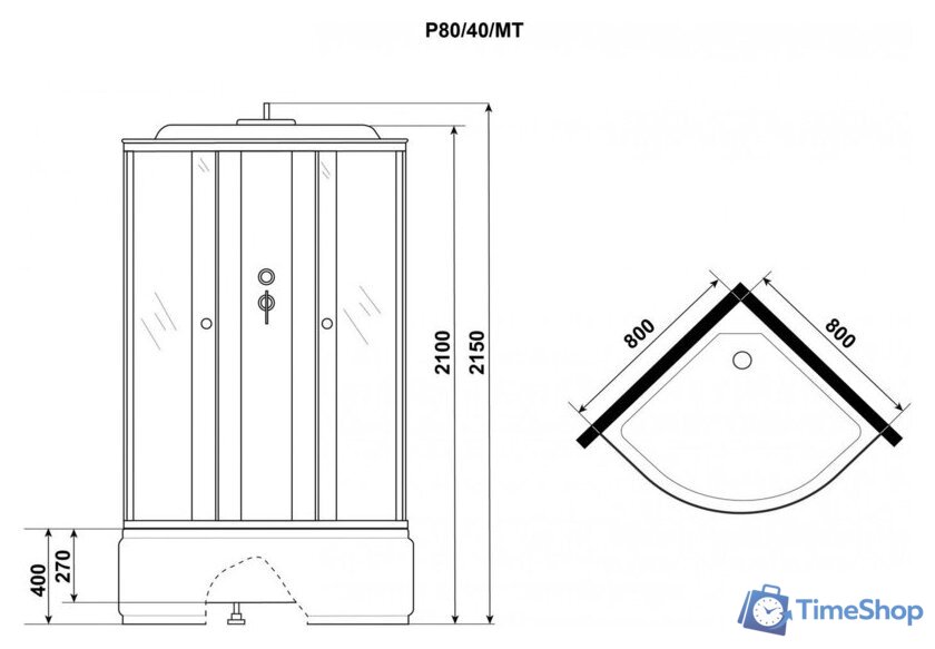 Душевая кабина Niagara Promo P80/40/MT 80x80x215 - Изображение №10 — Интернет-магазин Time-Shop