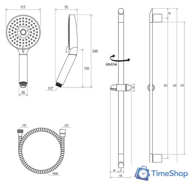 Душевой гарнитур  Ravak 902.00 [X07P177] - Изображение №2 — Интернет-магазин Time-Shop