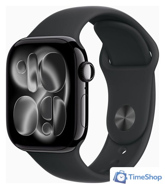 Умные часы Apple Watch Series 11 42 мм (алюминиевый корпус, черный/черный, спортивный силиконовый ремешок S/M) - Изображение №1 — Интернет-магазин Time-Shop