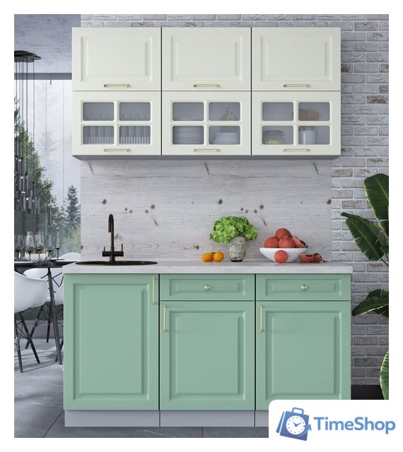 Готовая кухня Интерлиния Мила Шато 1.5Б (белый/мята/бискайская сосна) - Изображение №4 — Интернет-магазин Time-Shop