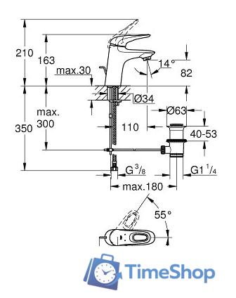 Смеситель Grohe Eurostyle 33558003 - Изображение №2 — Интернет-магазин Time-Shop