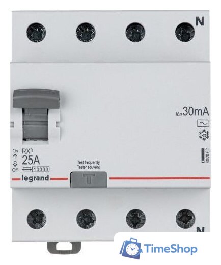 Устройство защитного отключения Legrand RX3 ВДТ 30МА 4П 25A АС 402062 - Изображение №1 — Интернет-магазин Time-Shop