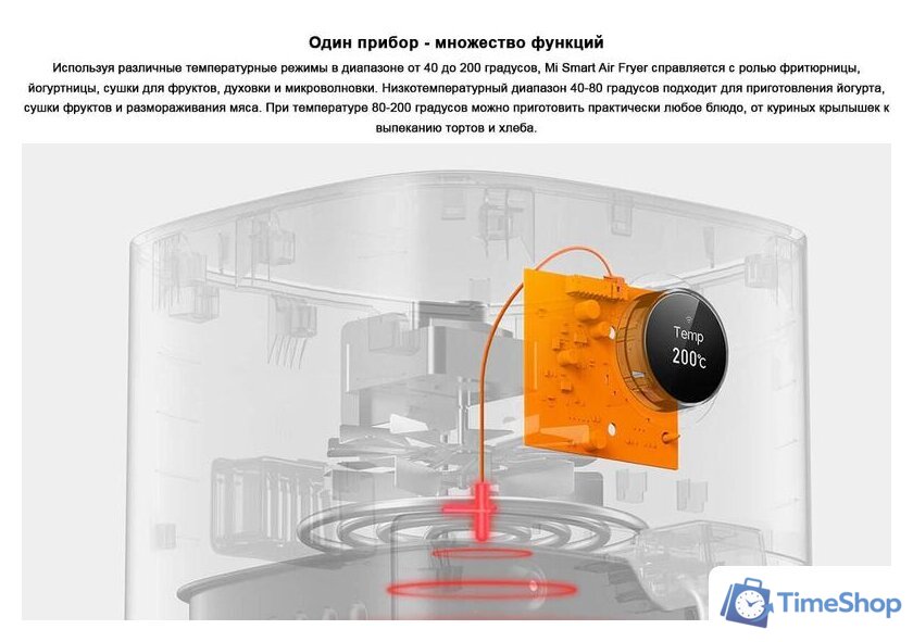 Аэрогриль (аэрофритюрница) Xiaomi Mi Smart Air Fryer 3.5L MAF02 (международная версия) - Изображение №6 — Интернет-магазин Time-Shop