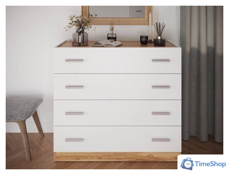 Комод НК-Мебель Fresco КМ-100N 72518529 (белый/дуб вотан) - Изображение №3 — Интернет-магазин Time-Shop