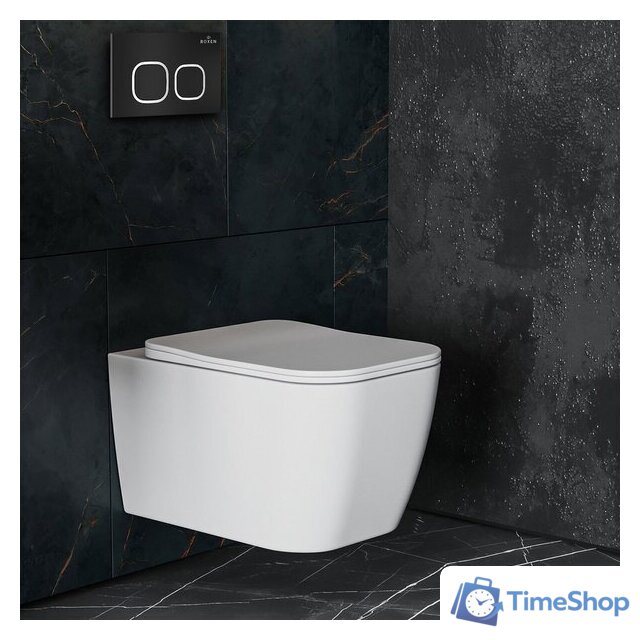 Унитаз подвесной Roxen Cube One Rimless 6 в 1 StounFix Dual Fresh 543879 (кнопка: черный матовый) - Изображение №12 — Интернет-магазин Time-Shop