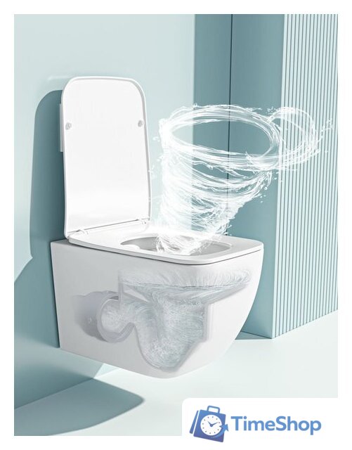 Унитаз подвесной Roxen Cube One Rimless 6 в 1 StounFix Dual Fresh 543879 (кнопка: черный матовый) - Изображение №10 — Интернет-магазин Time-Shop