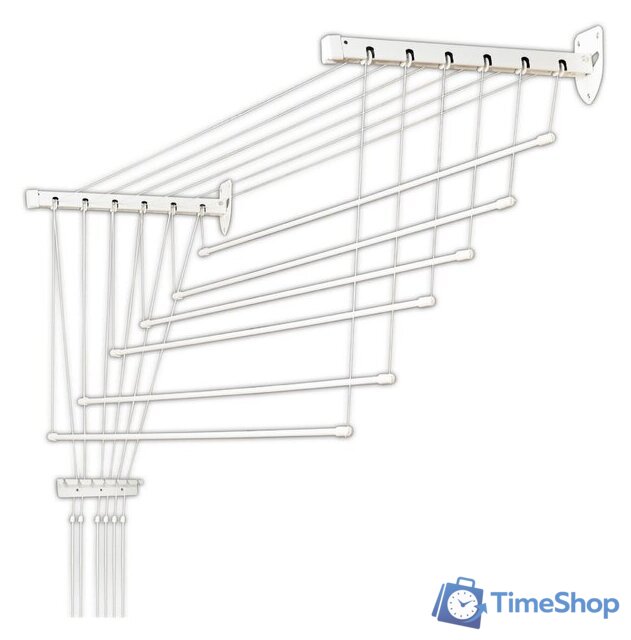 Сушилка для белья Comfort Alumin Лифт универсальное крепление 6x100см (алюминий/белый) - Изображение №1 — Интернет-магазин Time-Shop