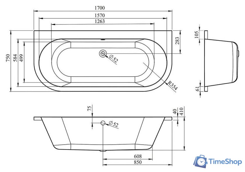 Ванна Lavinia Boho Art 170x75 37080075 - Изображение №3 — Интернет-магазин Time-Shop