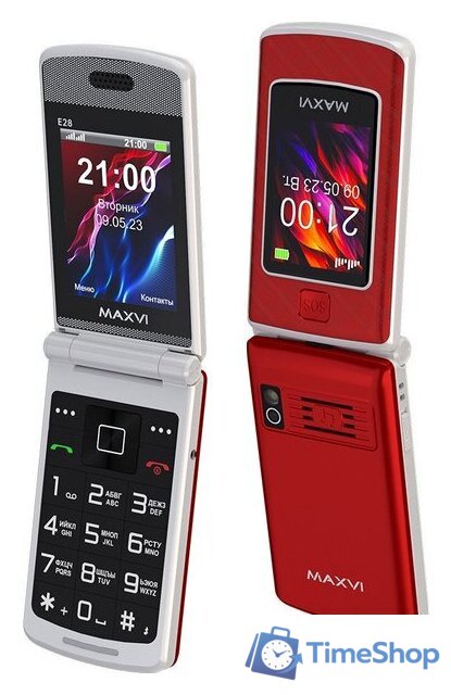 Кнопочный телефон Maxvi E28 (красный) - Изображение №1 — Интернет-магазин Time-Shop