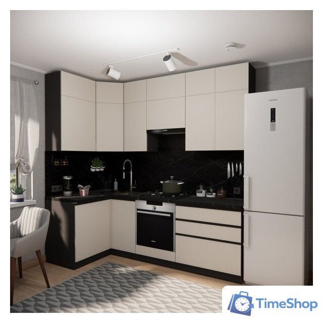 Готовая кухня ВерсоМебель Эко Премиум 1.2x2.4 левая (кашемир/ст. тунис) - Изображение №7 — Интернет-магазин Time-Shop