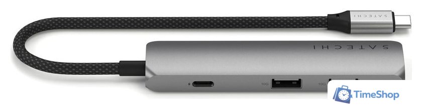 Док-станция Satechi 4-in-1 USB-C Slim Multiport Adapter 4K ST-P4SM (серый) - Изображение №2 — Интернет-магазин Time-Shop