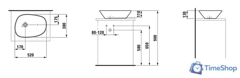 Умывальник Laufen Palomba 52x38 [8168020001121] - Изображение №2 — Интернет-магазин Time-Shop