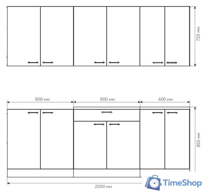 Готовая кухня Агута Альфа 2.2 (эспрессо/дуб винтажный/кастилло темный) - Изображение №2 — Интернет-магазин Time-Shop