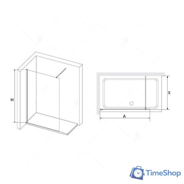 Душевая стенка RGW WA-010B 351001012-14 120 (черный/прозрачное стекло) - Изображение №2 — Интернет-магазин Time-Shop