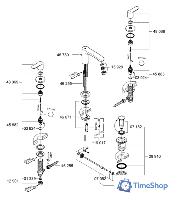 Смеситель Grohe Eurostyle Cosmopolitan 20208002 - Изображение №3 — Интернет-магазин Time-Shop