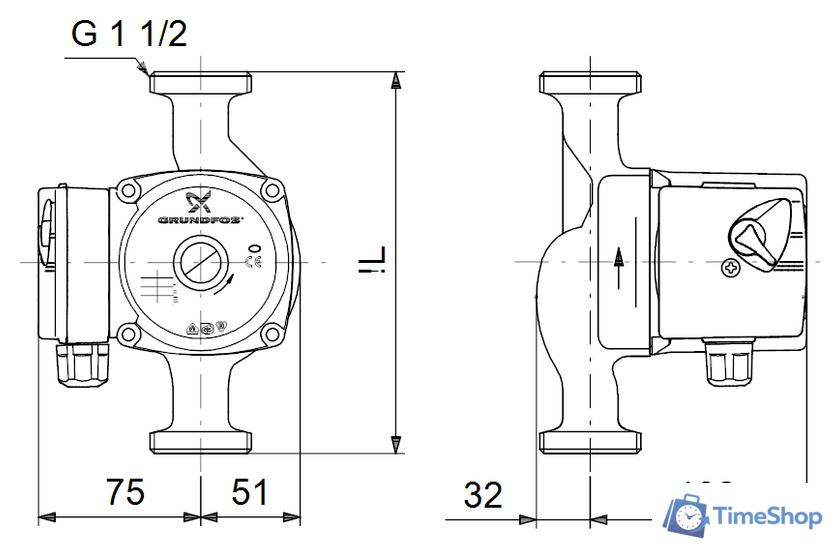 Циркуляционный насос Grundfos UPS 25-40 N 180 - Изображение №2 — Интернет-магазин Time-Shop