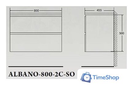  BelBagno Тумба под умывальник ALBANO-800-2C-SO-RR - Изображение №3 — Интернет-магазин Time-Shop