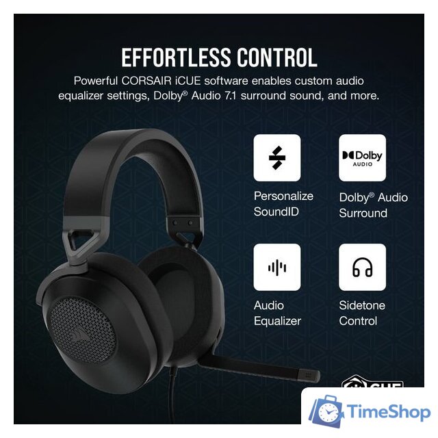Наушники Corsair HS65 Surround (карбон) - Изображение №3 — Интернет-магазин Time-Shop