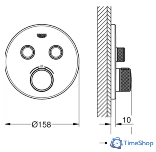 Смеситель без скрытого механизма Grohe Grohtherm SmartControl 29119GN0 (холодный рассвет, матовый) - Изображение №2 — Интернет-магазин Time-Shop