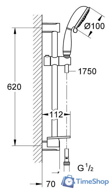 Душевой гарнитур  Grohe New Tempesta Rustic 100 27609001 - Изображение №2 — Интернет-магазин Time-Shop