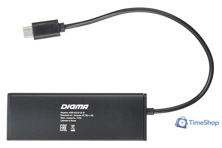 USB-хаб Digma HUB-4U2.0-UC-B - Изображение №4 — Интернет-магазин Time-Shop
