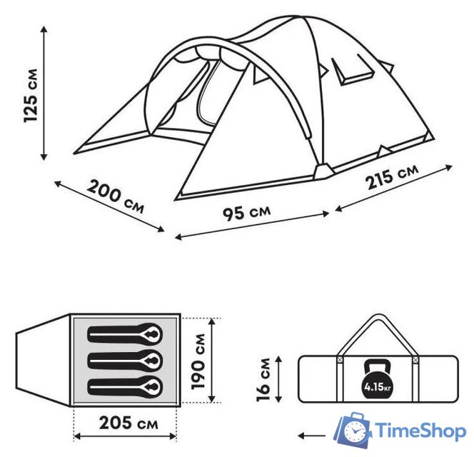 Треккинговая палатка RSP Outdoors Deep 3 - Изображение №14 — Интернет-магазин Time-Shop