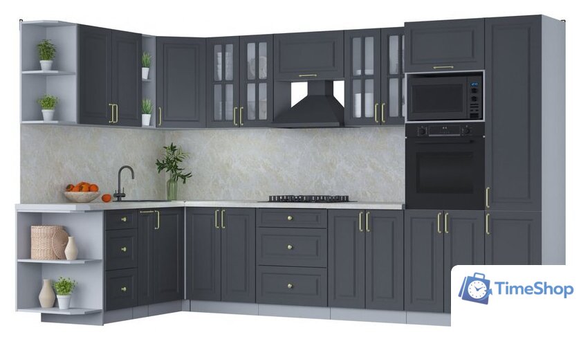 Готовая кухня Интерлиния Мила Шато 1.88x3.4 ВТ левая (пепел/пепел/опал светлый) - Изображение №1 — Интернет-магазин Time-Shop