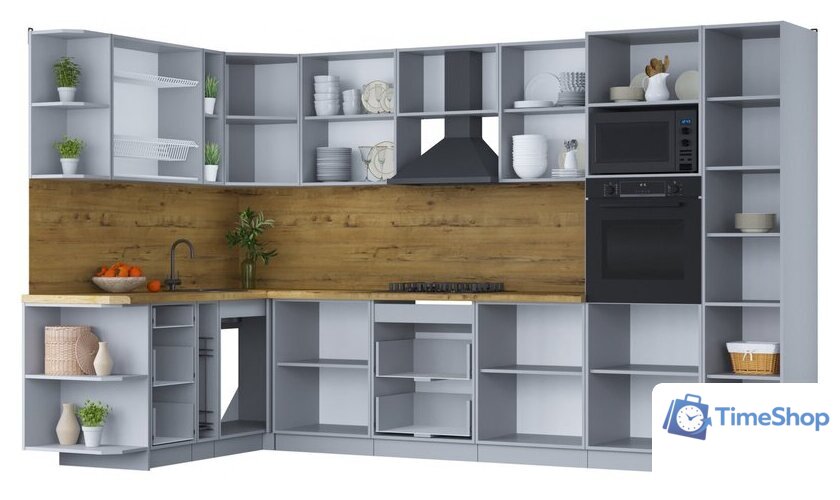 Готовая кухня Интерлиния Мила Шато 1.88x3.4 ВТ левая (пепел/пепел/опал светлый) - Изображение №2 — Интернет-магазин Time-Shop