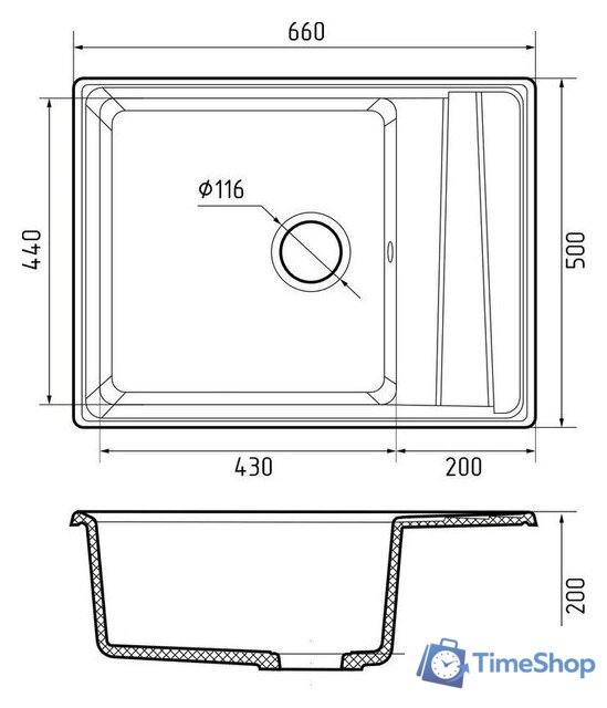 Кухонная мойка GranFest GF-LV-660L (кашемир) - Изображение №3 — Интернет-магазин Time-Shop