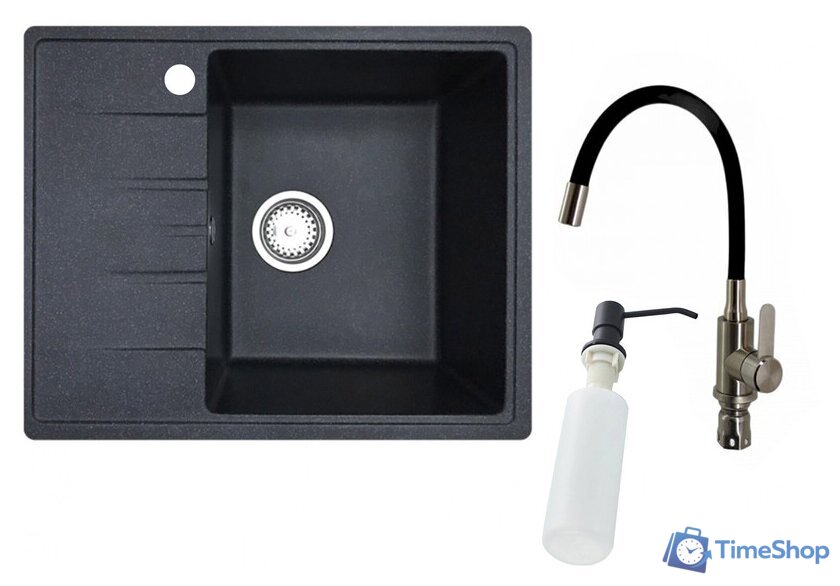 Кухонная мойка БелЭворс Mila R + смеситель W74004-2 + дозатор L405F (черный) - Изображение №1 — Интернет-магазин Time-Shop