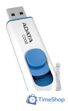 USB Flash ADATA C008 White+Blue 64 Гб (AC008-64G-RWE) - Изображение №1 — Интернет-магазин Time-Shop