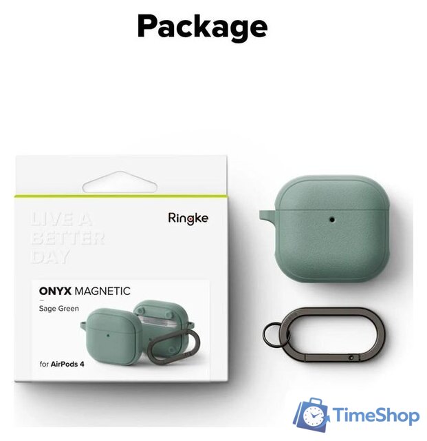 Чехол Ringke Onyx Magnetic для Airpods 4 Sage Green - Изображение №11 — Интернет-магазин Time-Shop