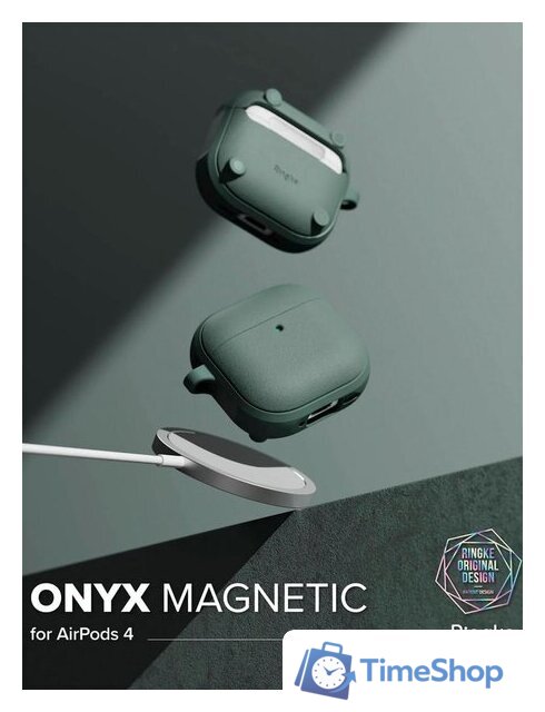 Чехол Ringke Onyx Magnetic для Airpods 4 Sage Green - Изображение №2 — Интернет-магазин Time-Shop
