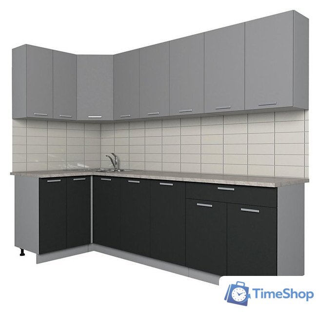 Готовая кухня Интерлиния Мила Лайт 1.2x2.6 (серебро/антрацит) - Изображение №2 — Интернет-магазин Time-Shop