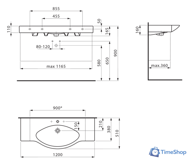Умывальник Laufen Palace 120x51 [8117040001041] - Изображение №2 — Интернет-магазин Time-Shop
