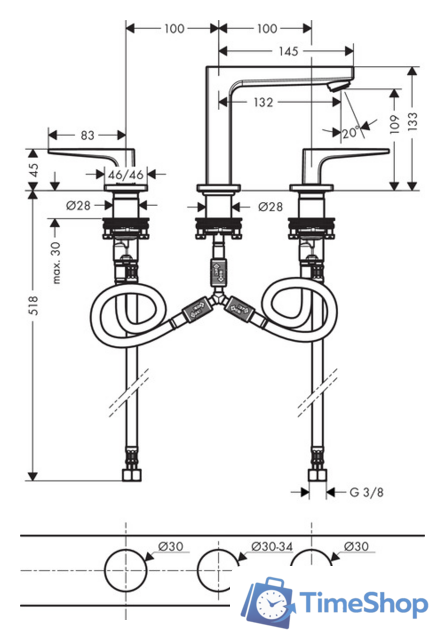 Смеситель Hansgrohe Metropol 32514000 - Изображение №2 — Интернет-магазин Time-Shop