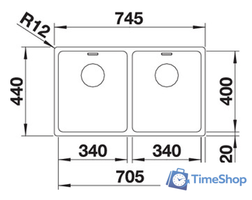 Кухонная мойка Blanco Andano 340/340-IF (без клапана-автомата) - Изображение №4 — Интернет-магазин Time-Shop