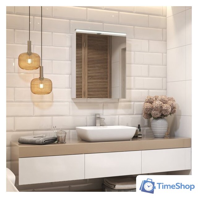  Vigo Шкаф с зеркалом навесной Plaza 600 со светильником - Изображение №5 — Интернет-магазин Time-Shop