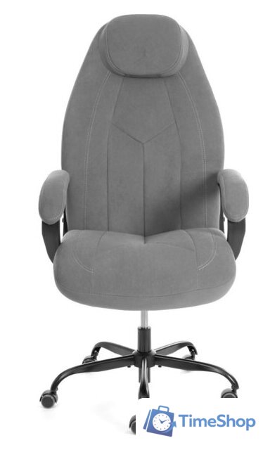 Офисное кресло TetChair Boss metalBL (велюр, серый, 29) - Изображение №6 — Интернет-магазин Time-Shop