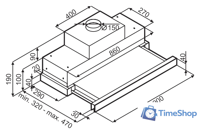 Кухонная вытяжка MAUNFELD Galaxy 90 (белый) - Изображение №2 — Интернет-магазин Time-Shop