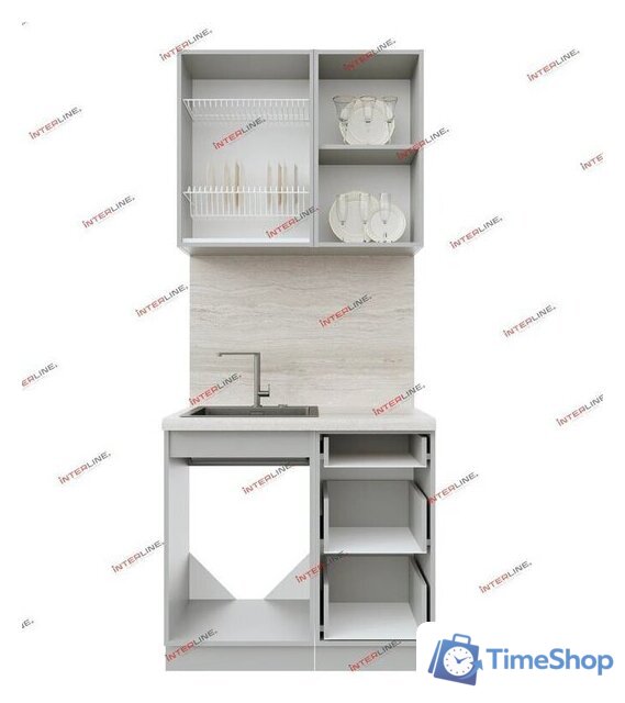 Готовая кухня Интерлиния Берес 0.9А (дуб лазурный/дуб лазурный/дуб бунратти) - Изображение №2 — Интернет-магазин Time-Shop