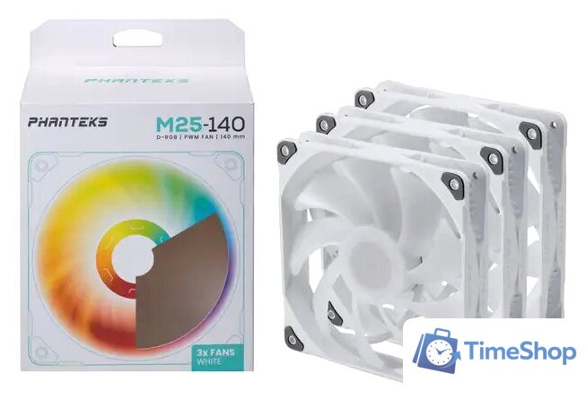 Комплект вентиляторов для корпуса Phanteks M25-140 D-RGB PH-F140M25_DRGB_PWM_WT01_3P - Изображение №1 — Интернет-магазин Time-Shop
