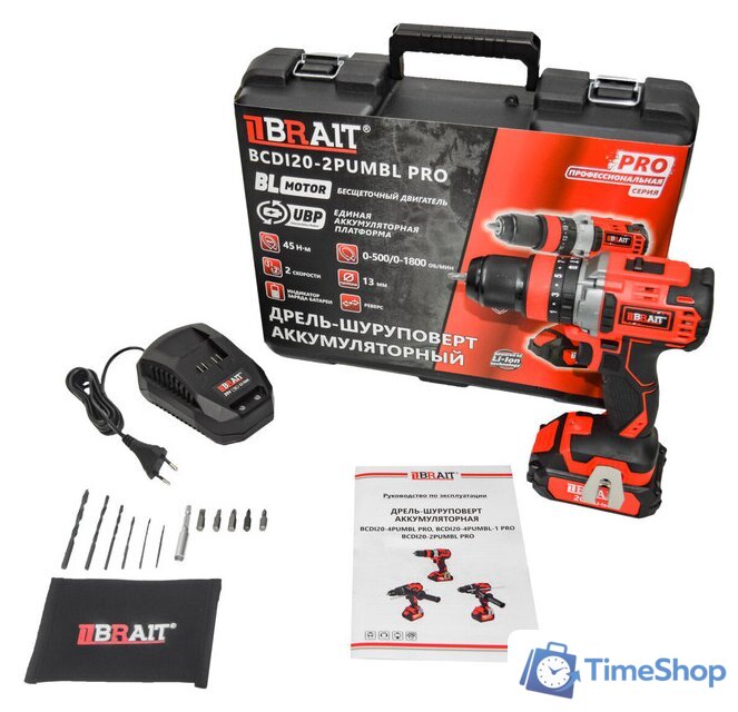 Ударная дрель-шуруповерт Brait BCDI20-2PUMBL PRO (с 1-м АКБ, кейс) - Изображение №1 — Интернет-магазин Time-Shop